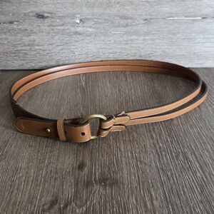 Chaps Brown Leather Double Strap Waist Belt Large